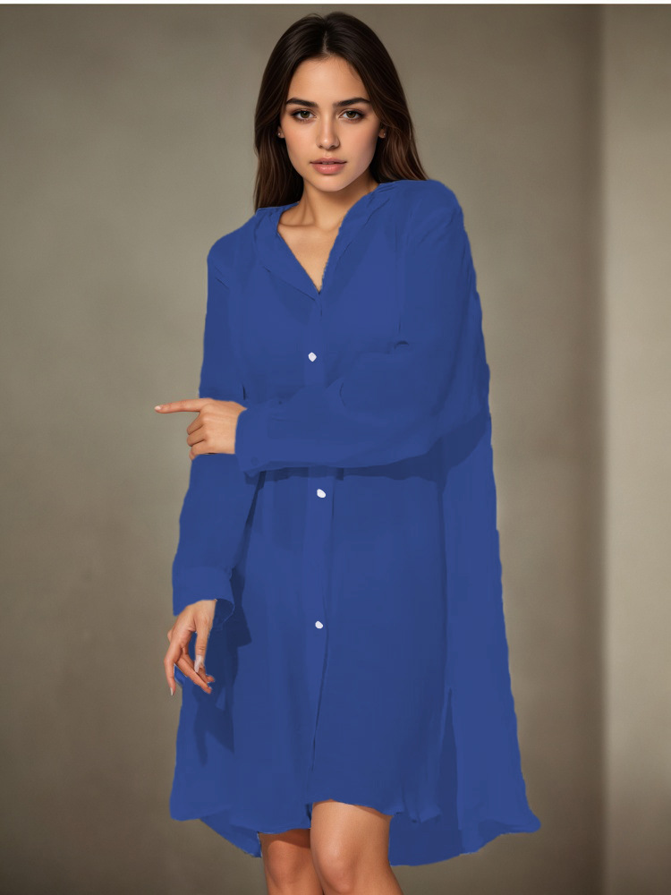 2025 New Beach Jacket Women Shirt Style Vacation Solid Color Cardigan Bikini Swimsuit Cover Up Sun Protection