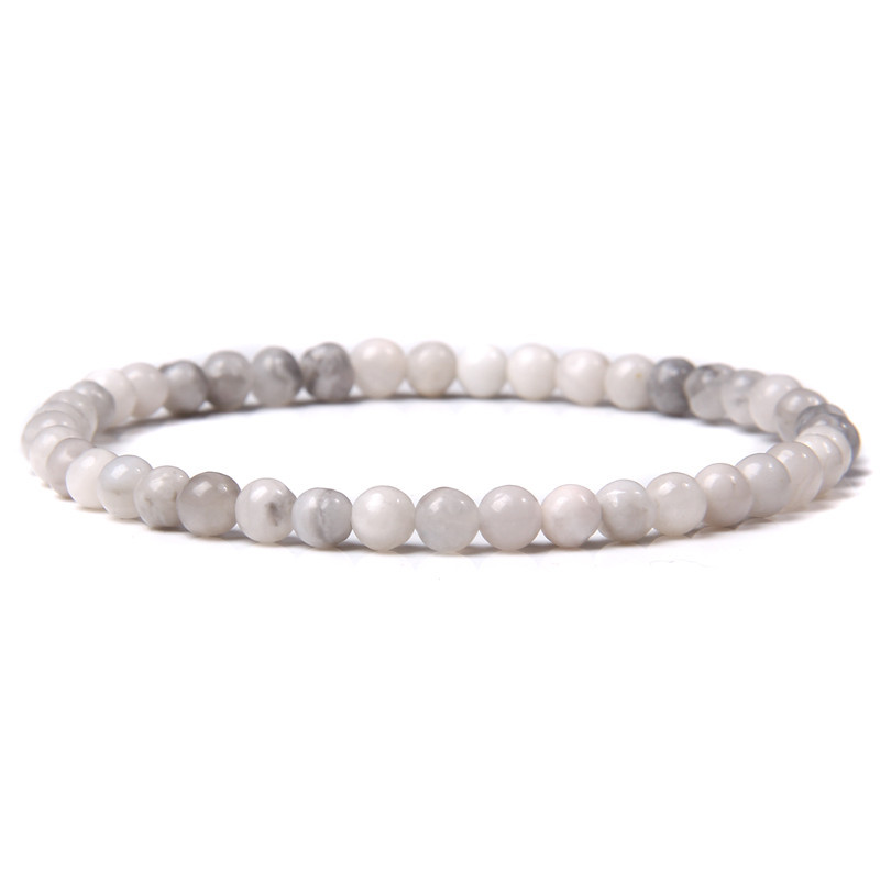 4mm artificial stone bead bracelet for men, simple elastic rope bracelet