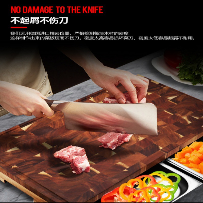 Solid Acacia Wood Tray with Drawer 304 Stainless Steel Plate Double Layer Cutting Board Sushi Salmon Platter