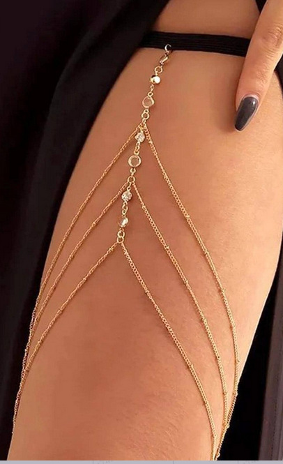 New Multi-Chain Leg Chain Gold Sexy Thigh Chain Women's Diamond Multi-Layer Clip Bead Body Chain