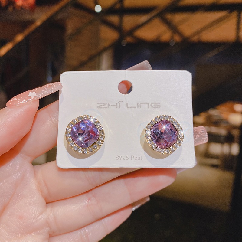New blue crystal earrings women ear studs 2022 new ear accessories