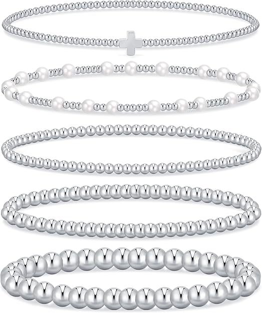 Pearl CC Bead Bracelet Multi-Layer Stacking Gold Bead Chain Women's Bracelet