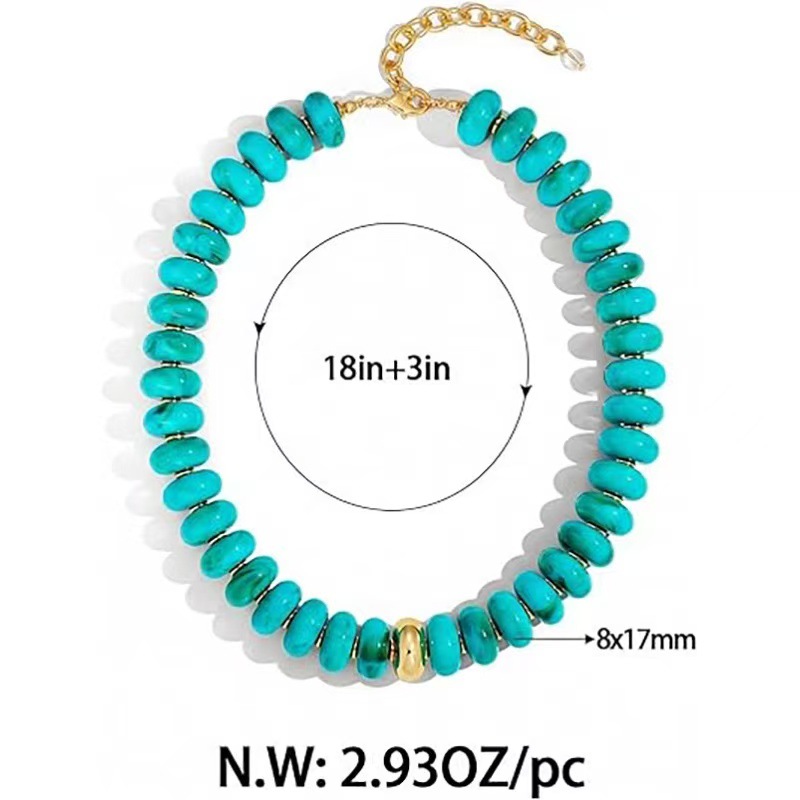Colorful Resin Beaded Necklace Simple Dopamine Necklace Bohemian Collarbone Chain