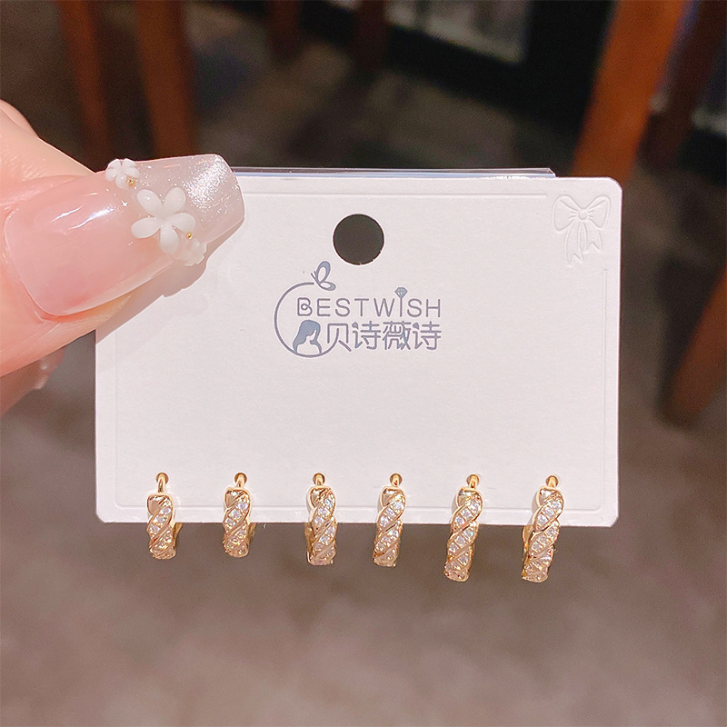 2025 new smooth geometric round zircon circle ear cuffs, simple earring hoop accessories