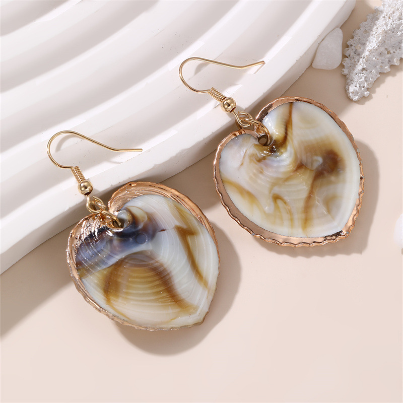 EZ5365 New Shell Conch Earrings Exaggerated Ear Accessories Women's Bohemian Beach Vacation Style Accessory