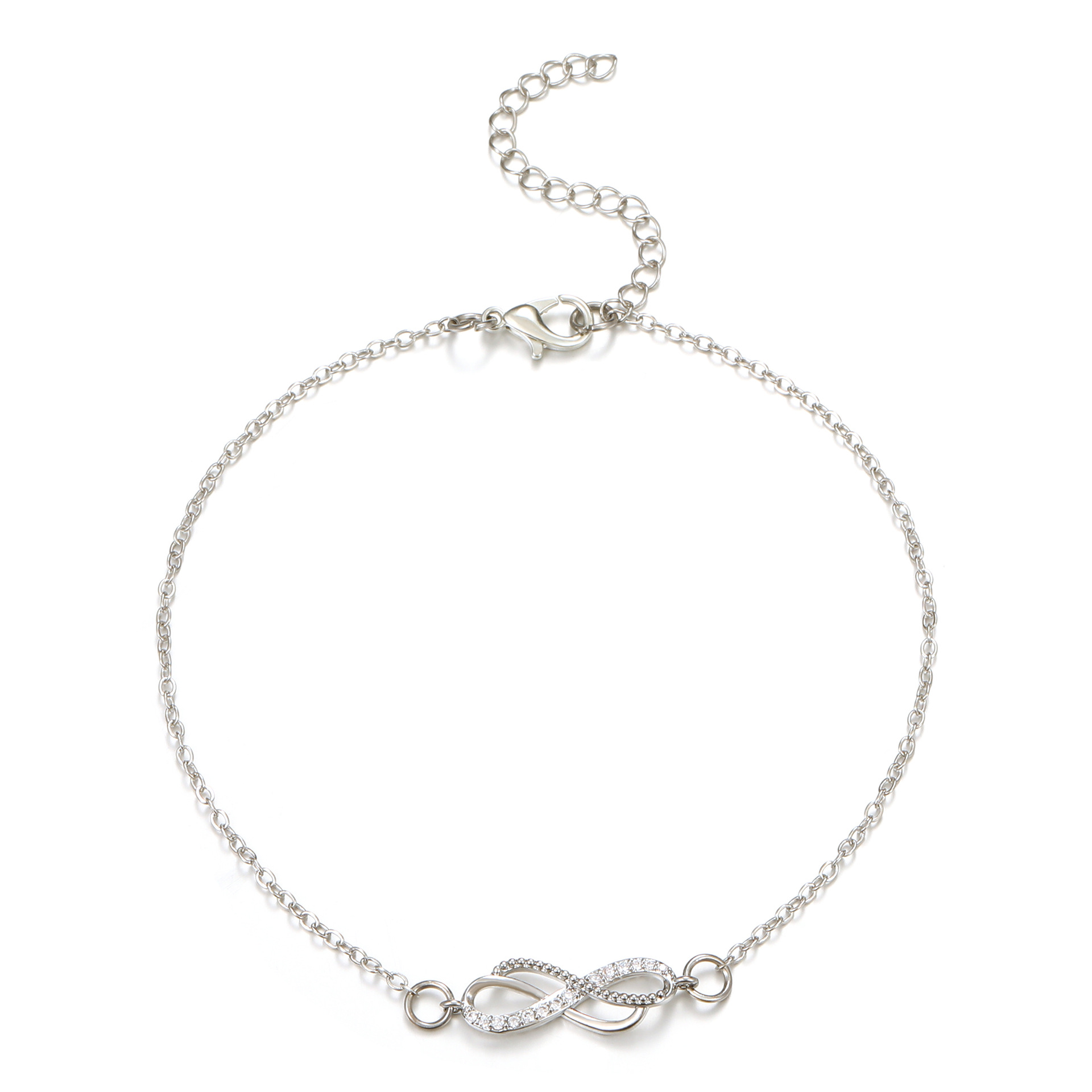 Infinity 8 Symbol Link Exquisite Anklet Diamond Inlay Beach Foot Jewelry Women