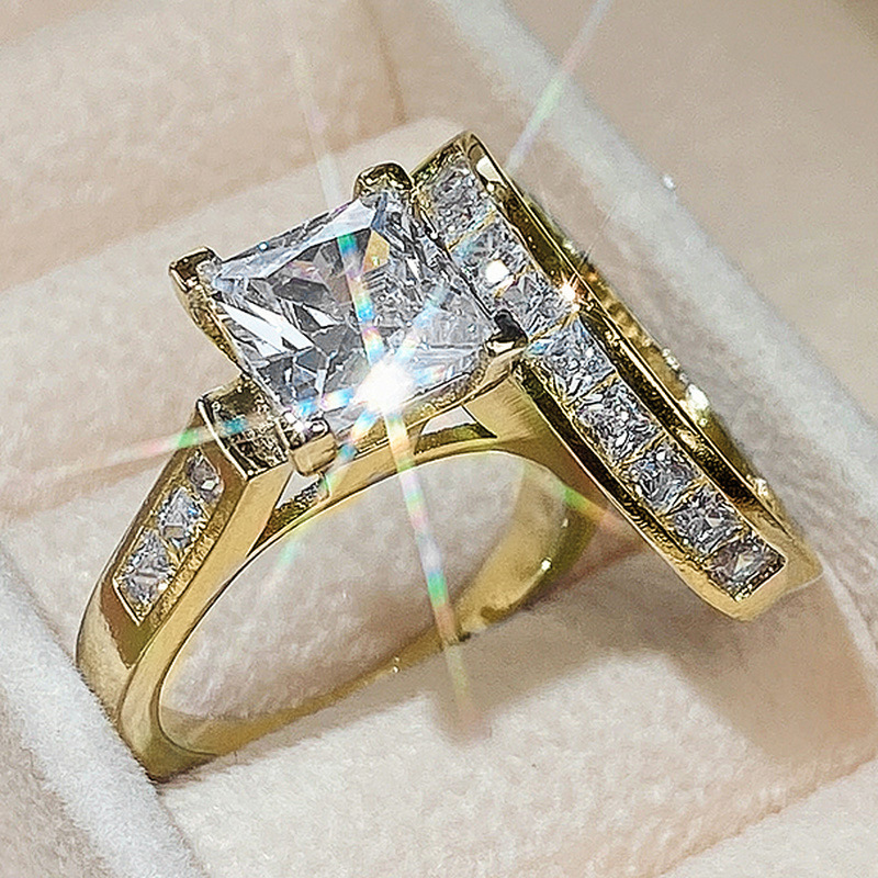 Cao Shi Women's Square Zircon Couple Ring Set Ring Jewelry