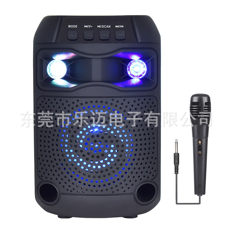 New Portable Square Dance Outdoor Home with Wired Microphone 5-inch RGB Handle Bluetooth Speaker with Card Slot