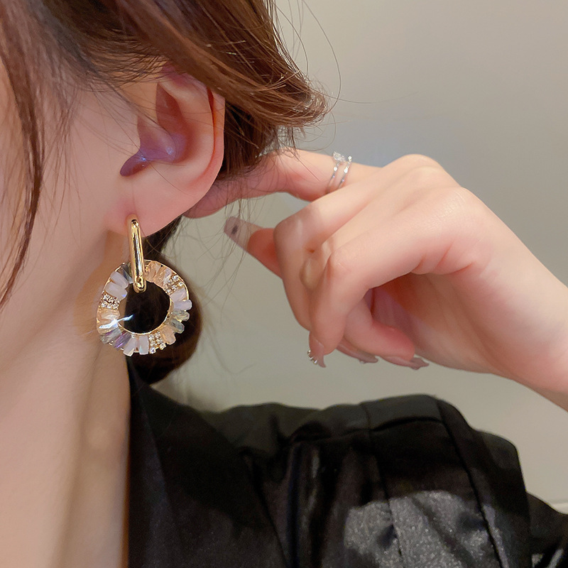 Crystal Zirconia Circle Ear Cuff Earrings Two-in-One Earrings for Women
