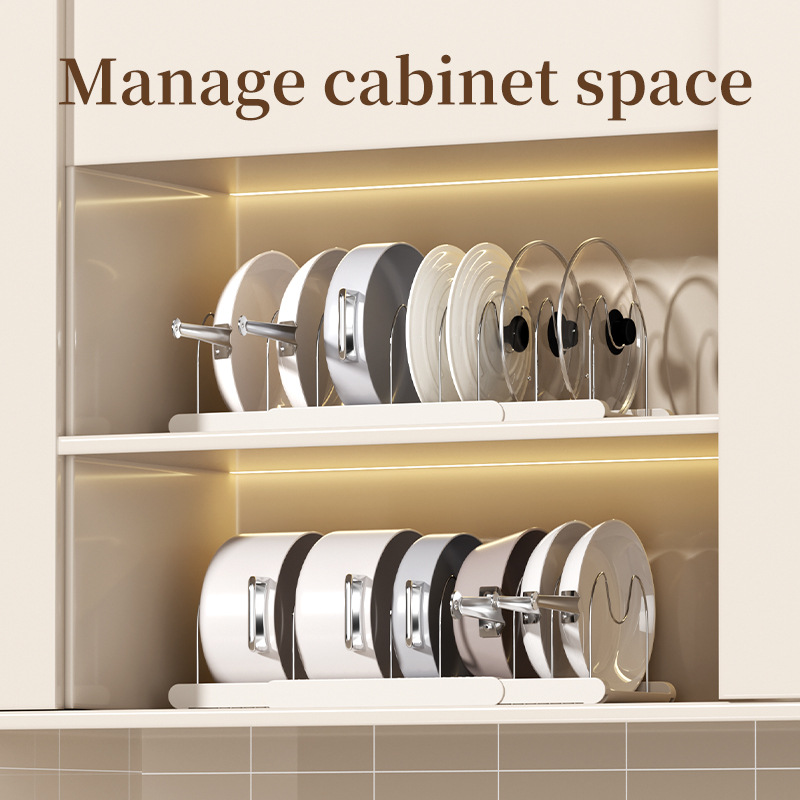 Pot rack multi-layer adjustable kitchen storage rack multi-functional desktop retractable lid rack