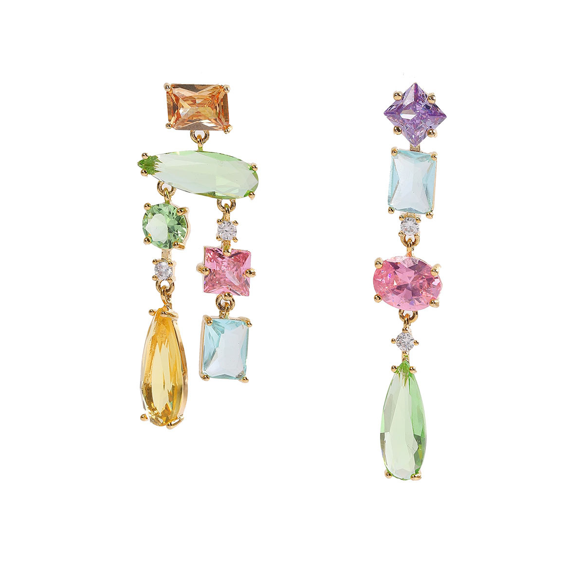Natural elegant accessories colorful irregular zircon earrings stud earrings for women