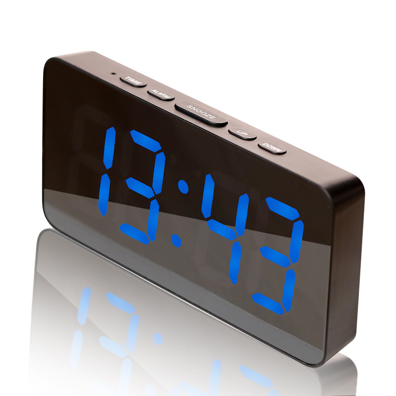 LED Digital Alarm Clock Silent Mirror Clock Multi-function Night Light Electronic Clock Lazy Clock Snooze Function
