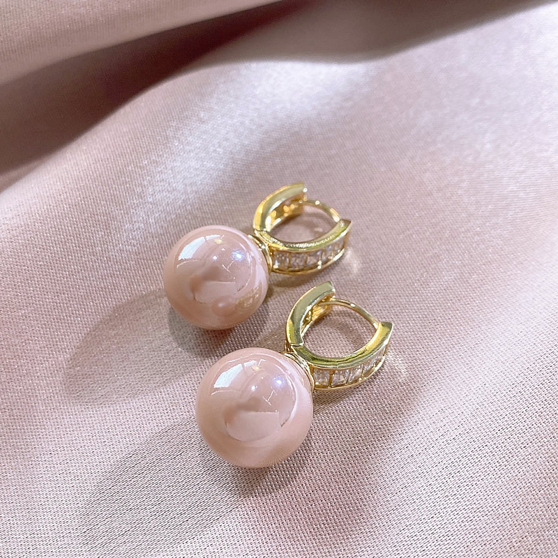 2023 new earrings women's geometric U-shaped earrings round face pearl ear clips