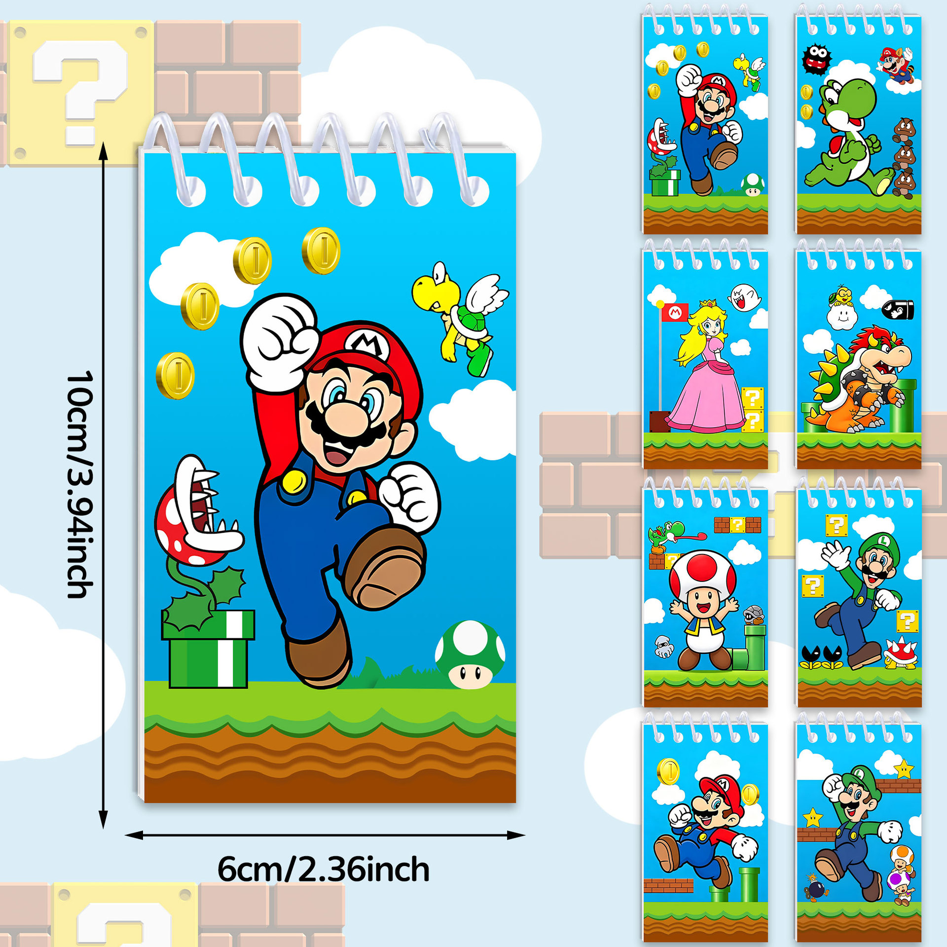 New Mario Theme Spiral Notebook Cartoon Notepad Student Portable Small Notebook Cartoon Notebook