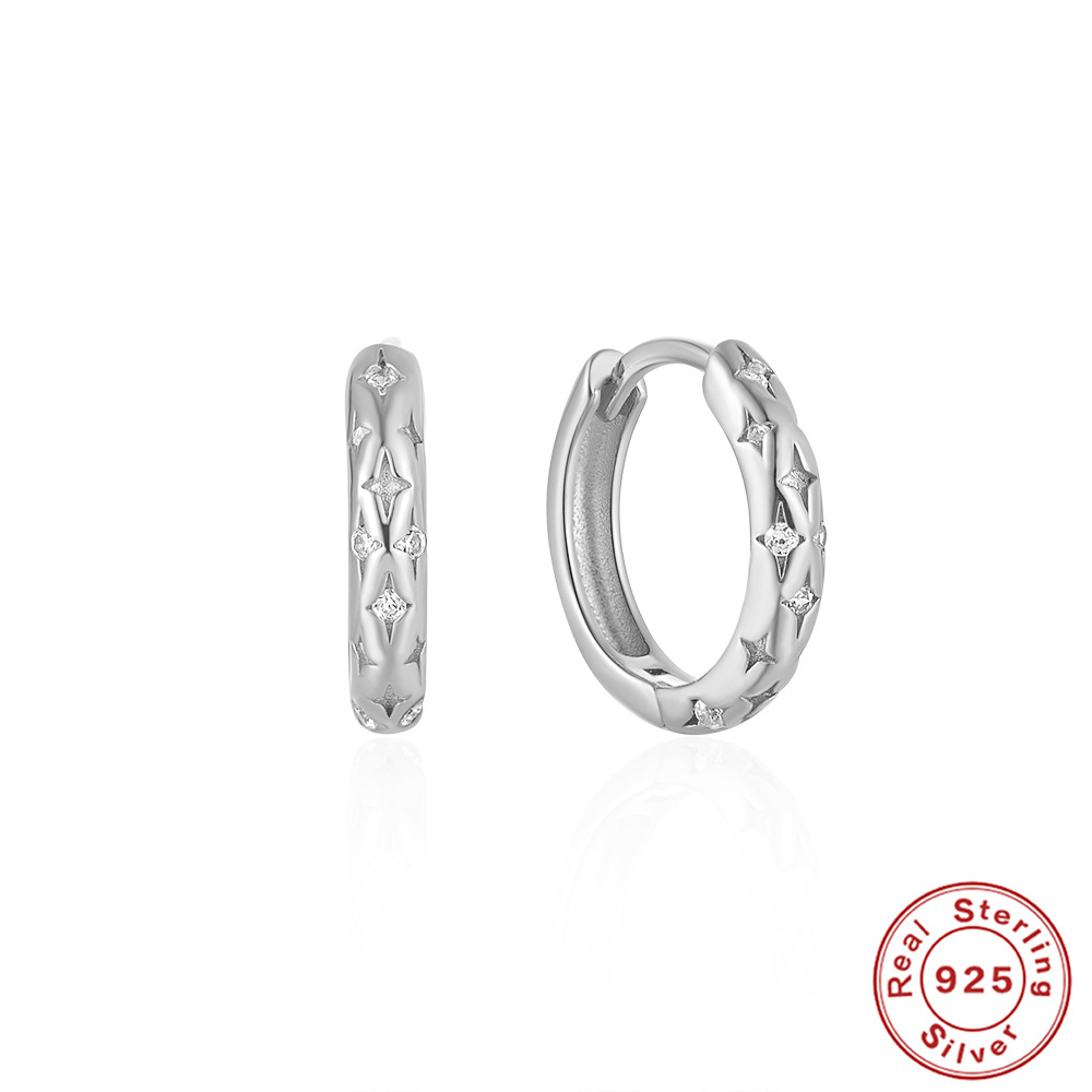 Sterling silver 925 star ear hoop ear buckle earring women's ear accessories jewelry