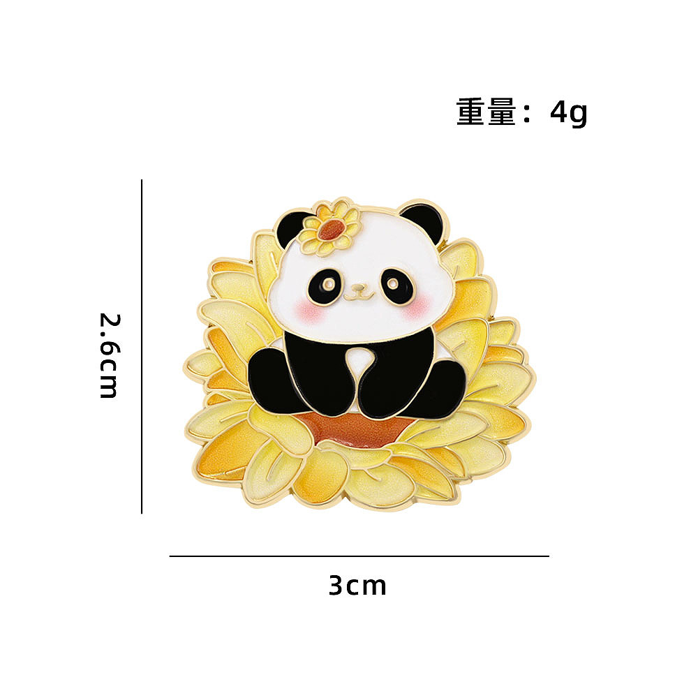 Panda Bouquet Badge Cute Cartoon Animal Flower Chengdu Tourist Gift Brooch Clothing Hat Accessory