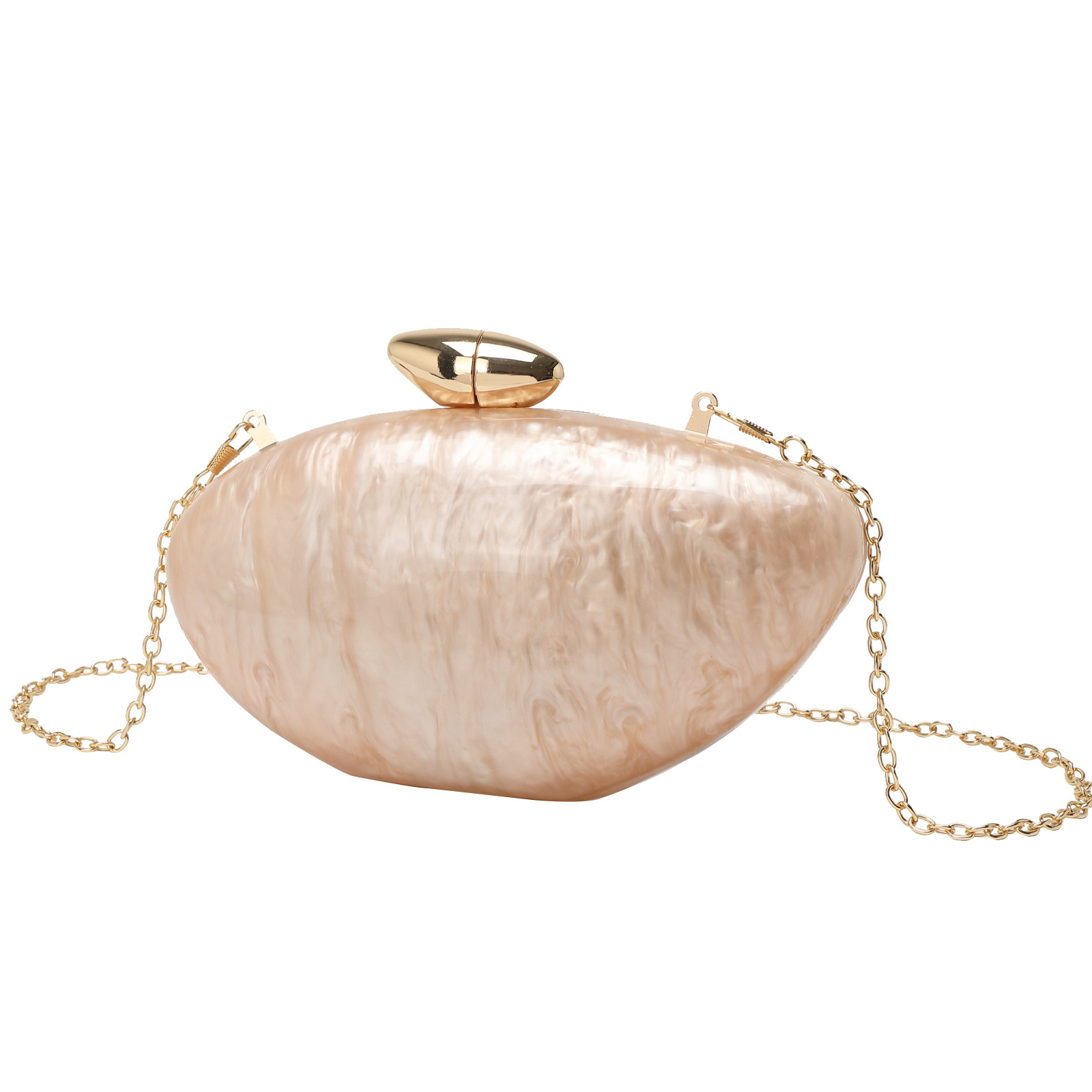 2024 New Evening Bag Women Acrylic Clutch Bag Oval Bag Chain Shoulder Bag