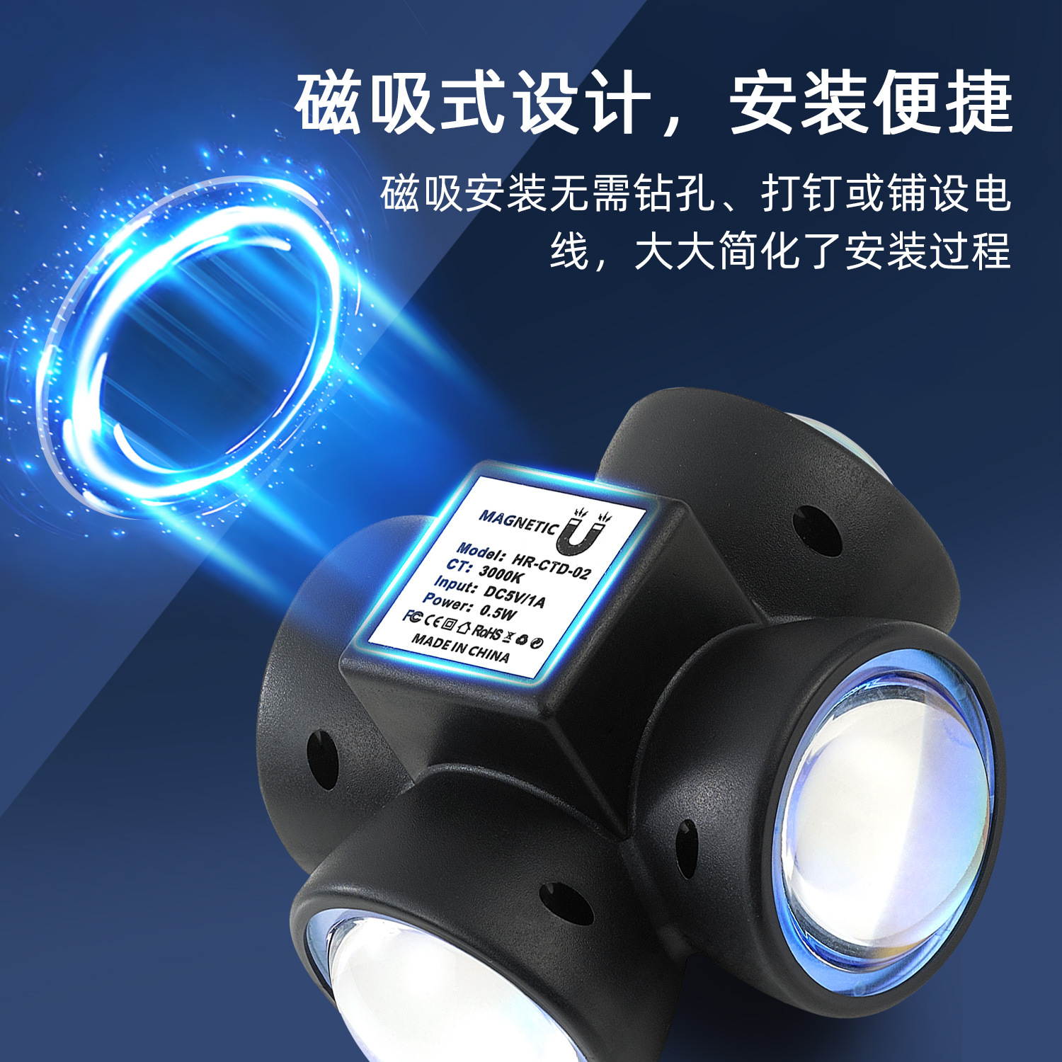 Smart Human Body Induction Light Hallway Cabinet Bedroom USB Rechargeable LED Bedside Night Light Auto Off Wall Light