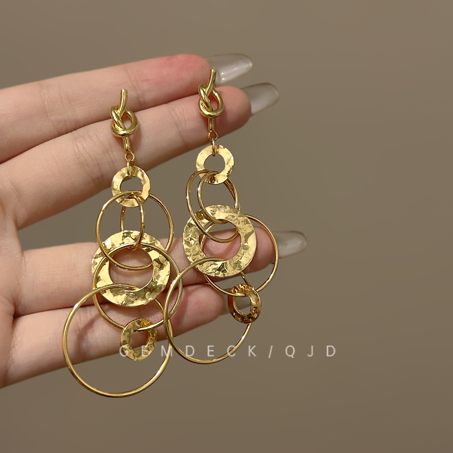 Gold Circle Tassel Earrings Elegant Exquisite Earrings