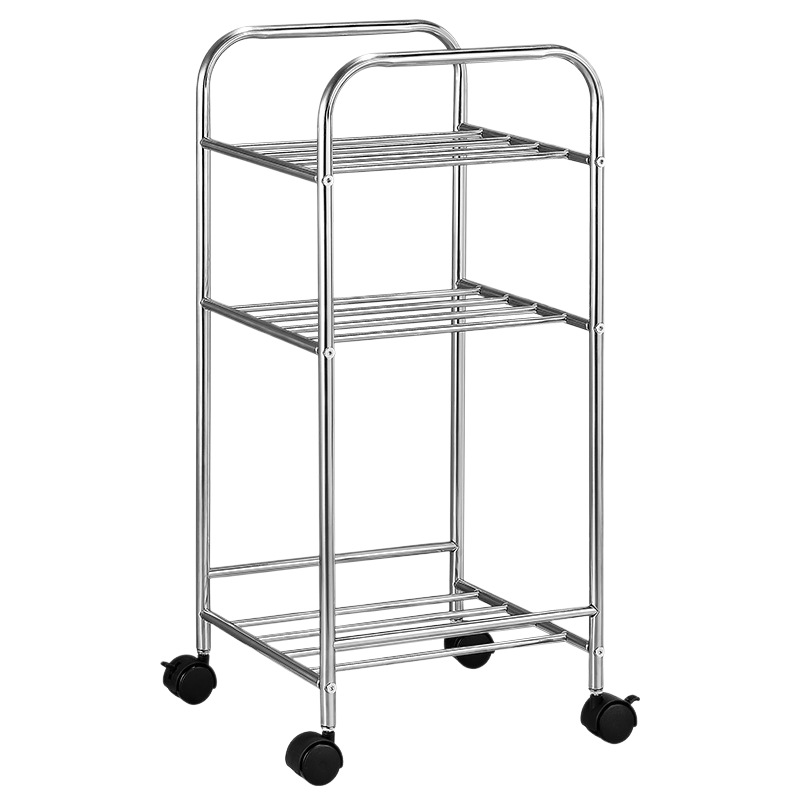 Stainless Steel Multi-layer Shelf with Wheels Basin Storage Rack Kitchen Bathroom Home Drain Storage Shelf