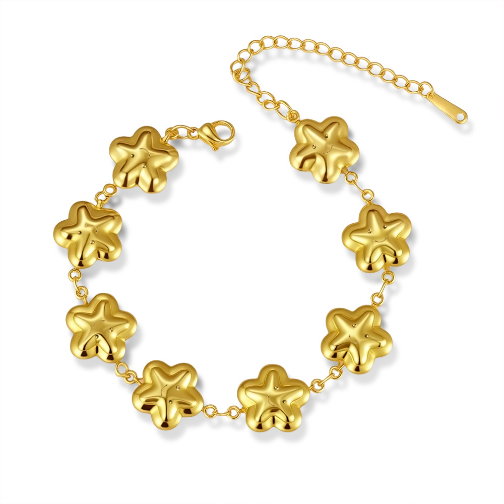 Stainless steel hollow bracelet for women, cross chain, 18K handmade chain