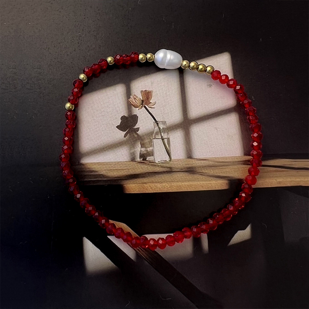 Simple 3mm Freshwater Pearl Bracelet: Sweet Best Friend Stretch Glass Layered Bracelet