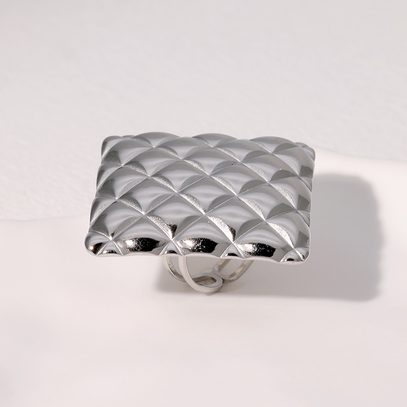 Exaggerated flower butterfly love geometric open stainless steel ring women