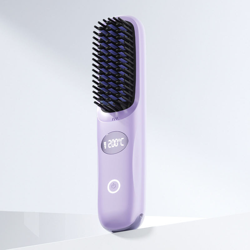 New straightening comb rechargeable ceramic heating comb non-damaging straightener wireless portable curling iron