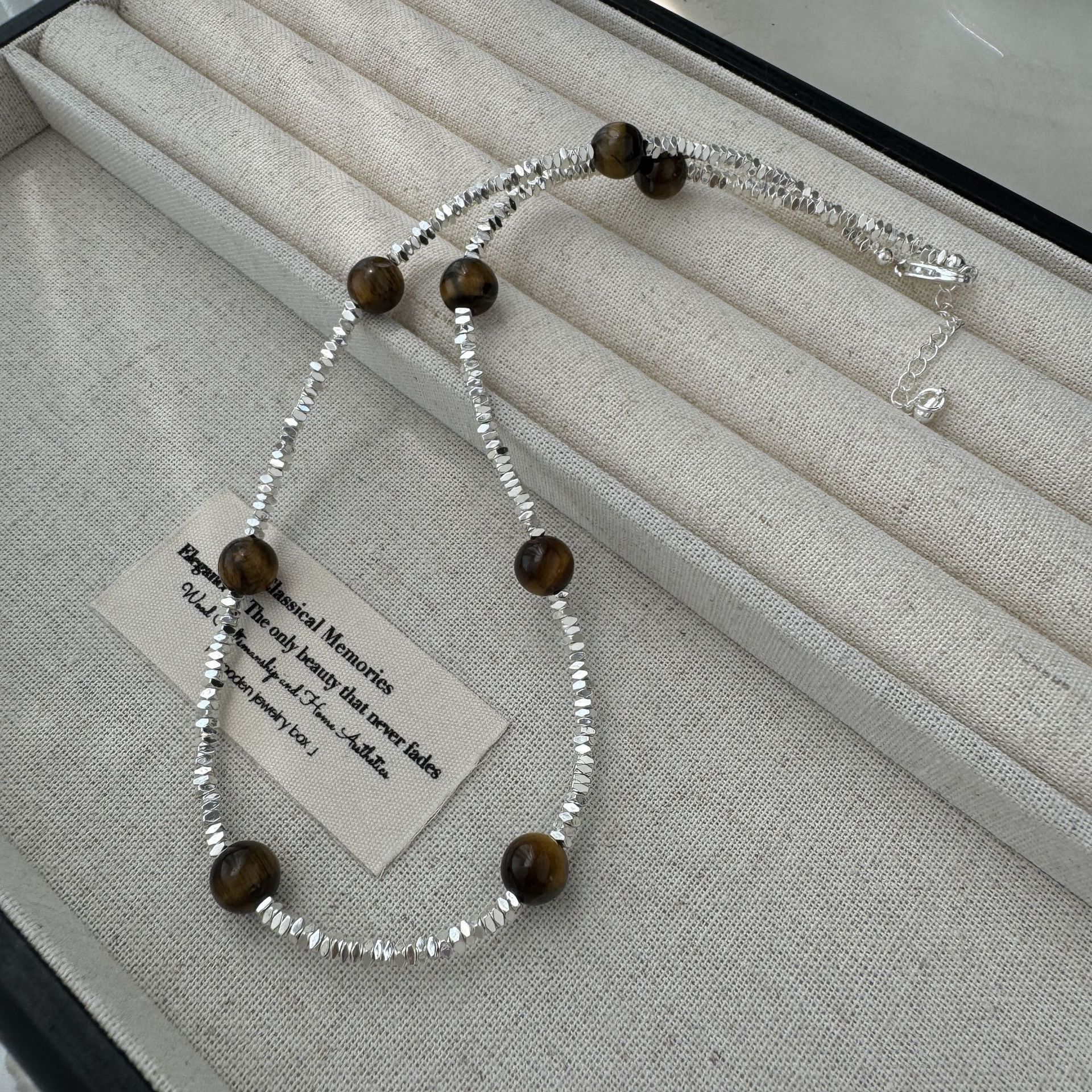 Yuanyou irregular crushed silver Shijia pearl necklace rose drop glaze collarbone chain