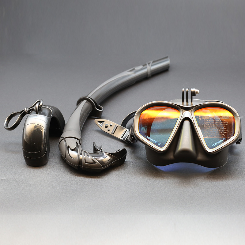 JUNHAIINS low-volume free diving mask tempered glass snorkeling mask with bracket diving goggles