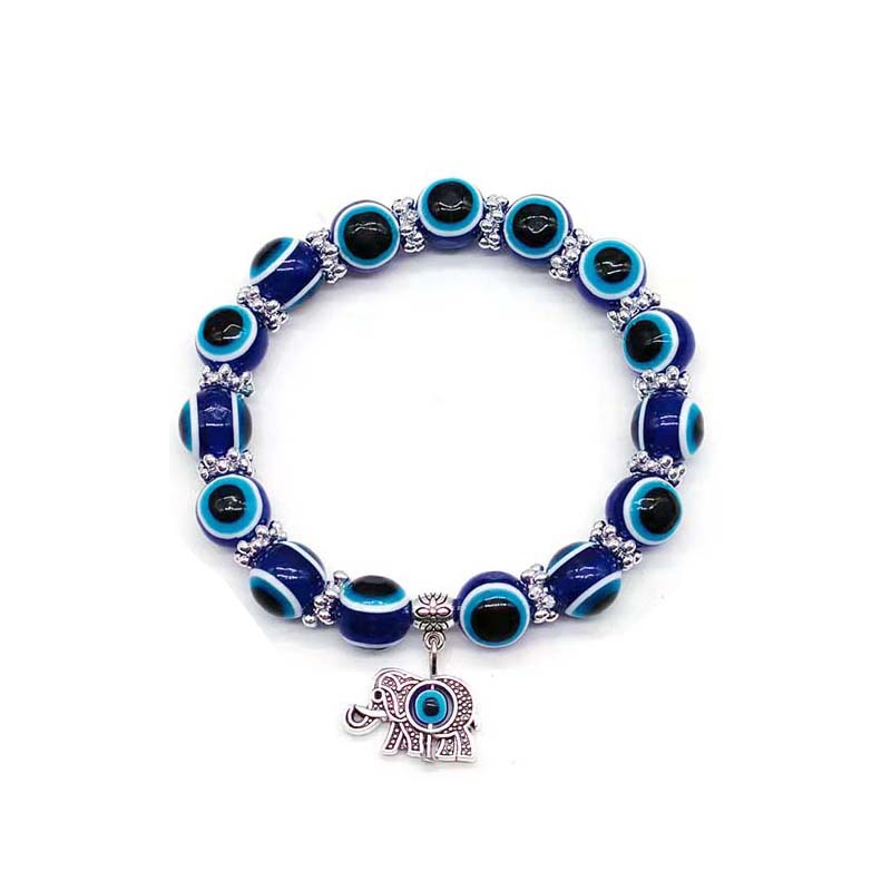 Evil Eye Bracelet Butterfly Elephant Hand of Fatima Pendant Resin Beaded Bracelet