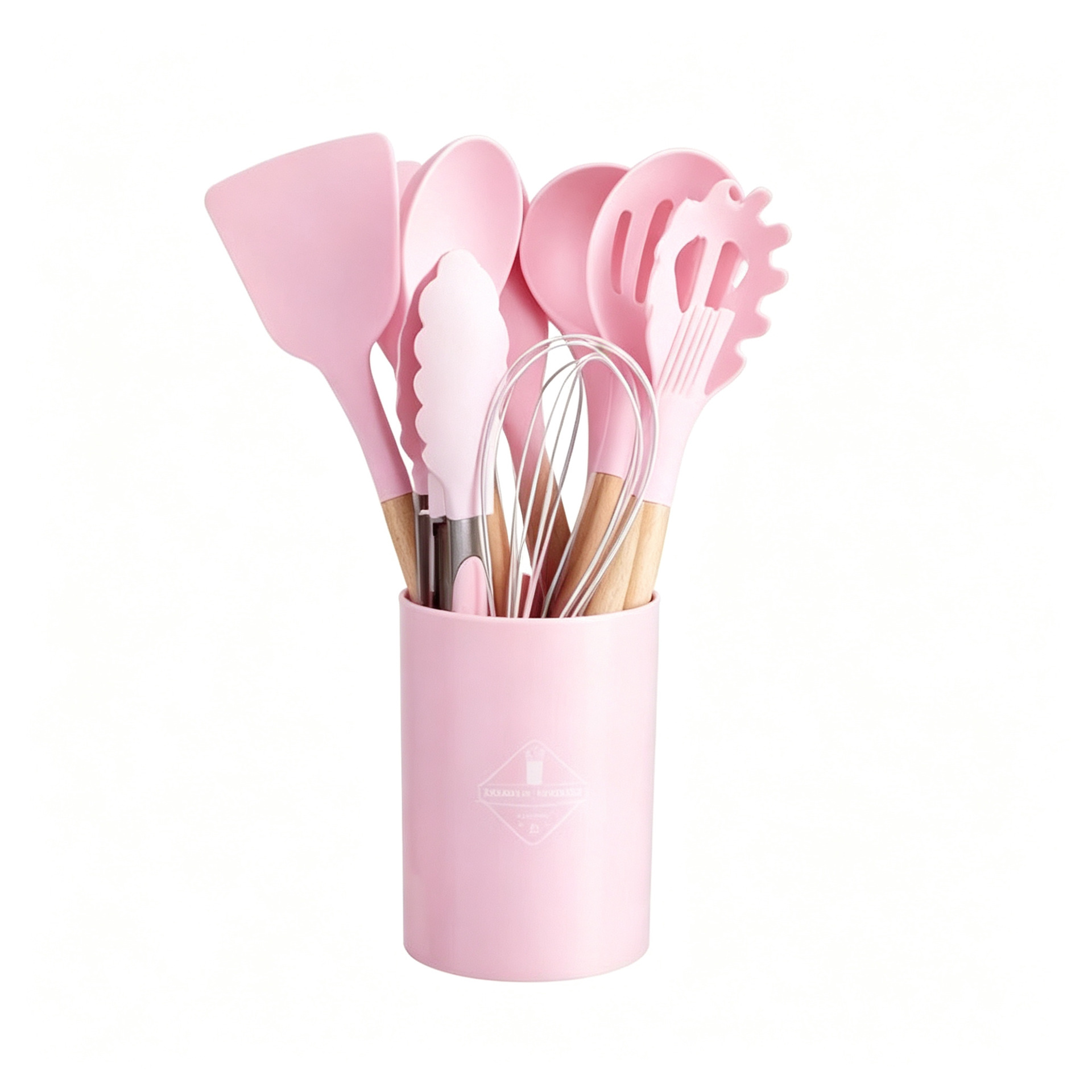 Wooden Handle Silicone Kitchen Utensils 12-Piece Set Non-Stick Pan Spatula Skimmer Ladle Cooking Tool Set