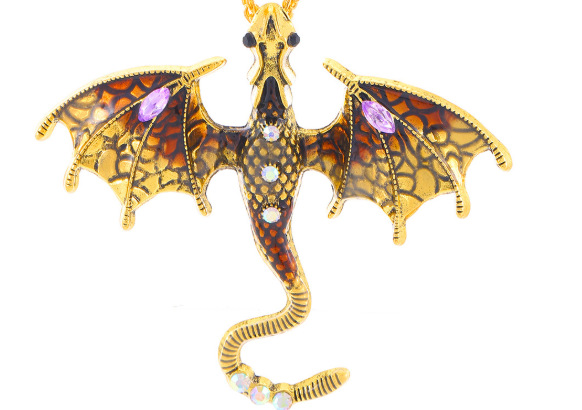 Colorful Enamel Dragon Brooch Women Flying Dragon Men Suit Pin Accessory Necklace