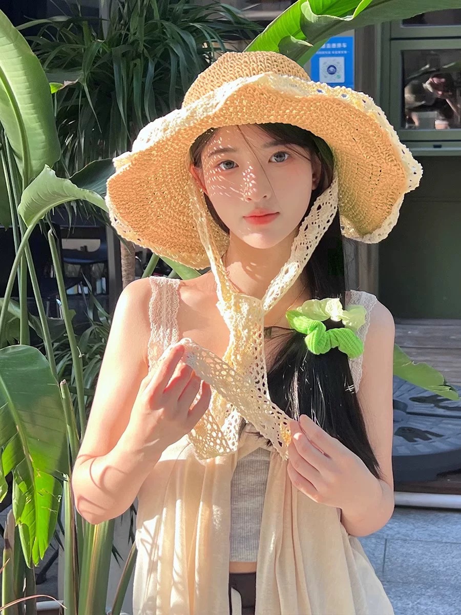 Colorful Beaded Straw Fisherman Hat, Summer Beach Vacation Sun Protection Straw Hat, Foldable Hat