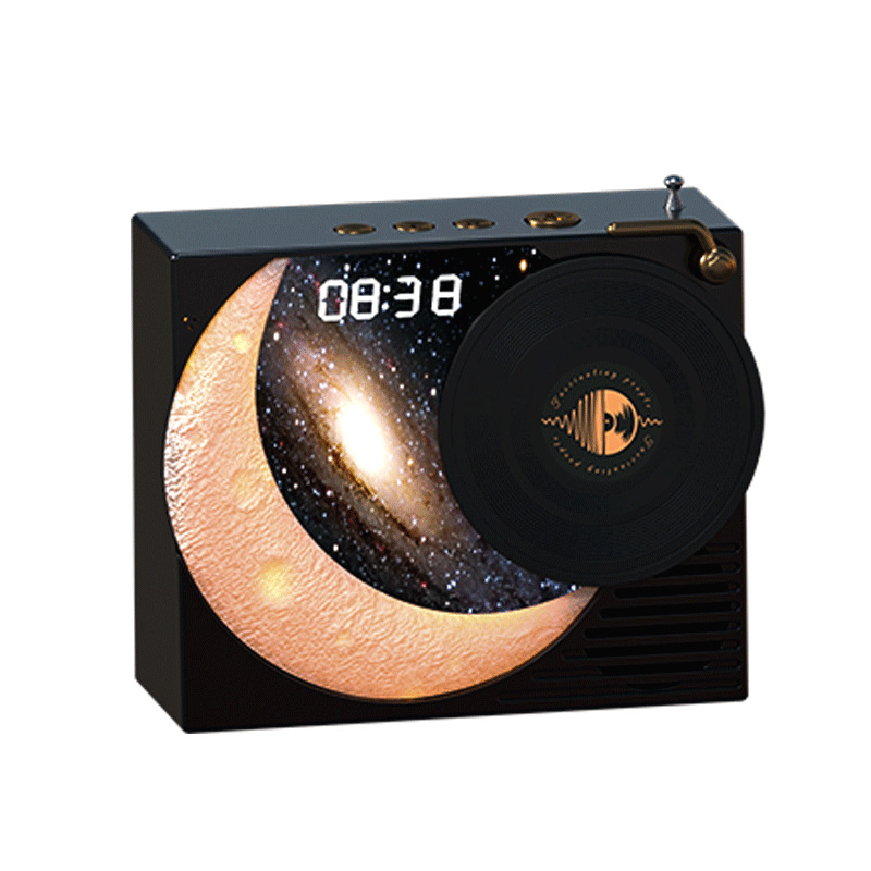New Vinyl Record Player Bluetooth Music Audio Desktop Speaker USB Charging Moon Clock Starry Sky Gift