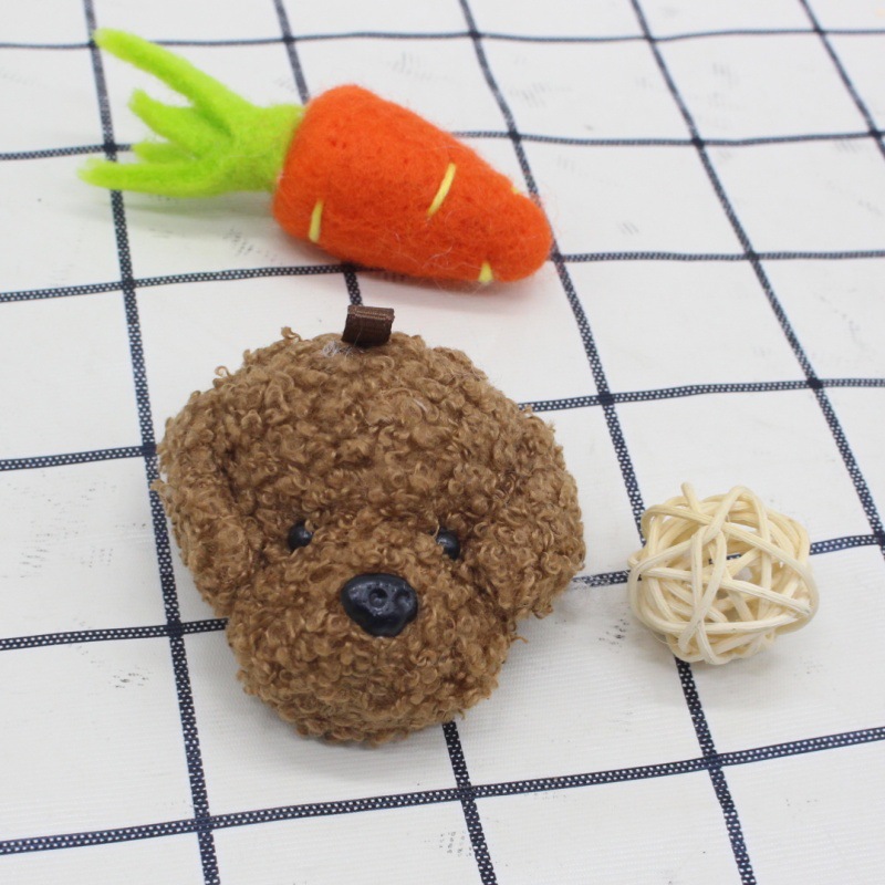 Cartoon Curly Dog Head Plush Decoration Gift Doll Plush Toy Dog Keychain Bag Charm