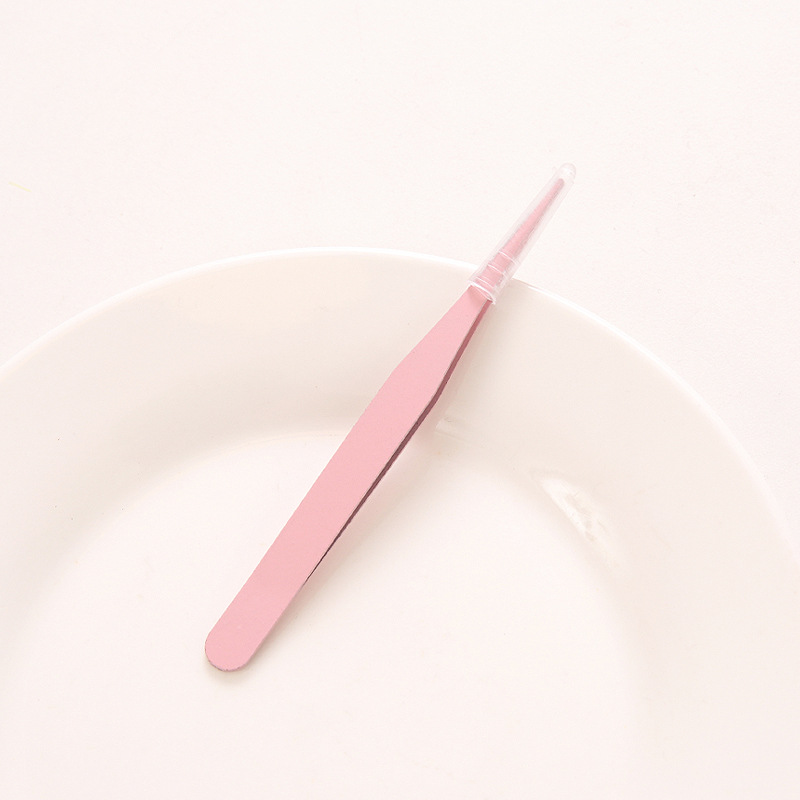 DIY colorful pointed curved tip clip macaron pink eyelash manual hand account tweezers stainless steel tweezers