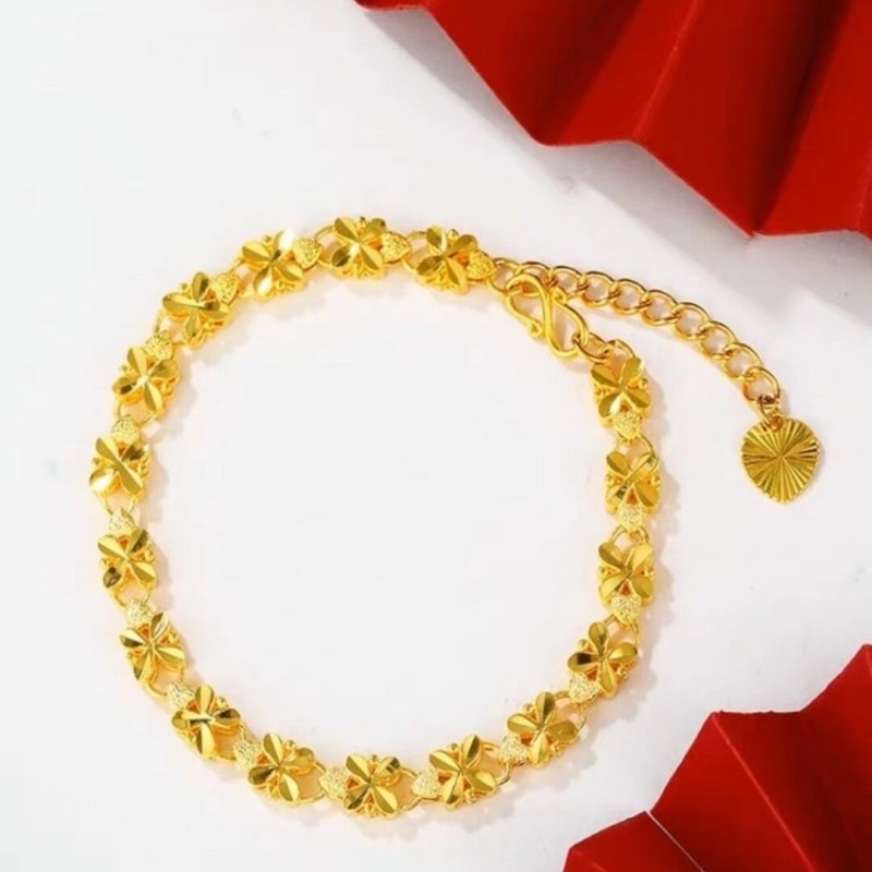 Vietnamese sand gold bracelet, four-leaf clover bracelet, two-life joy live streaming jewelry