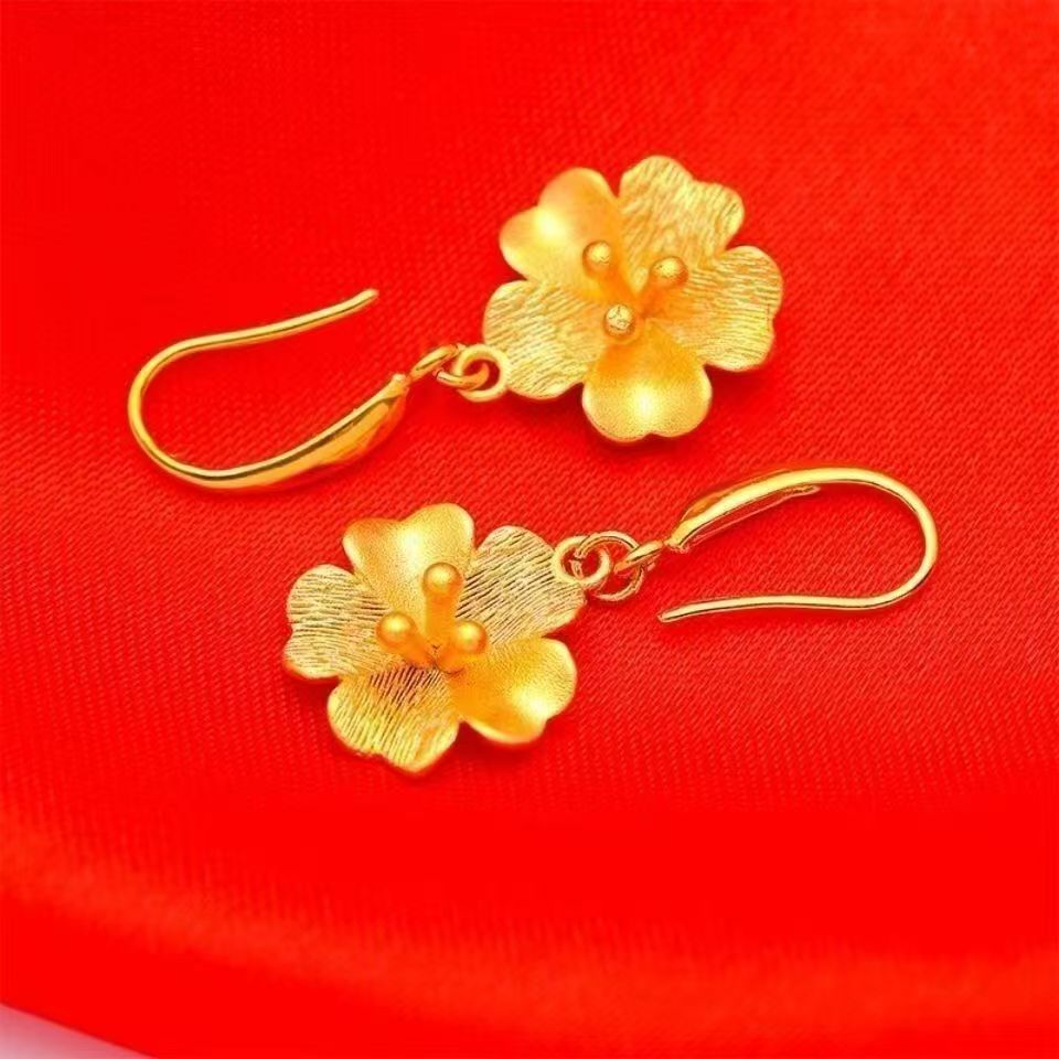 Gold shop sand gold electroplated small flower ear hook earrings live streaming supply