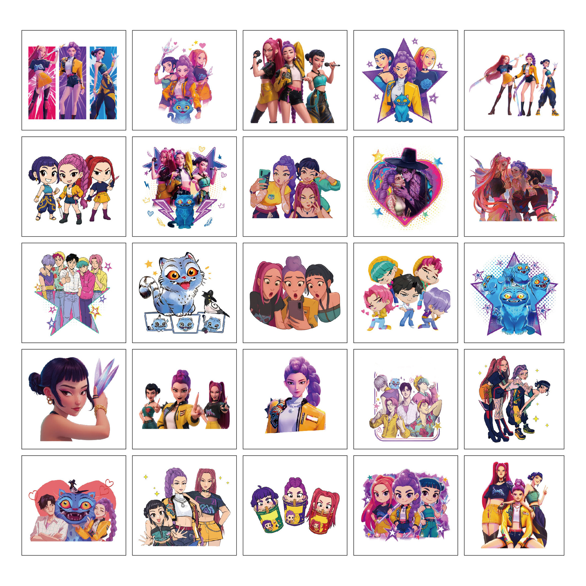 25 Pieces 50 Pieces Cartoon Huntress Girl Group Tattoo Sticker KPop Cartoon Anime Graffiti Tattoo Sticker Paper