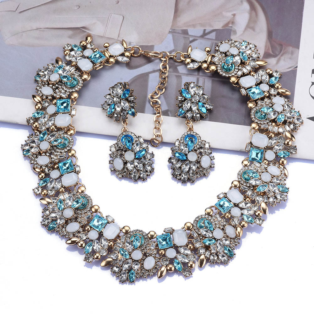 Green sweet collar women's necklace earring set