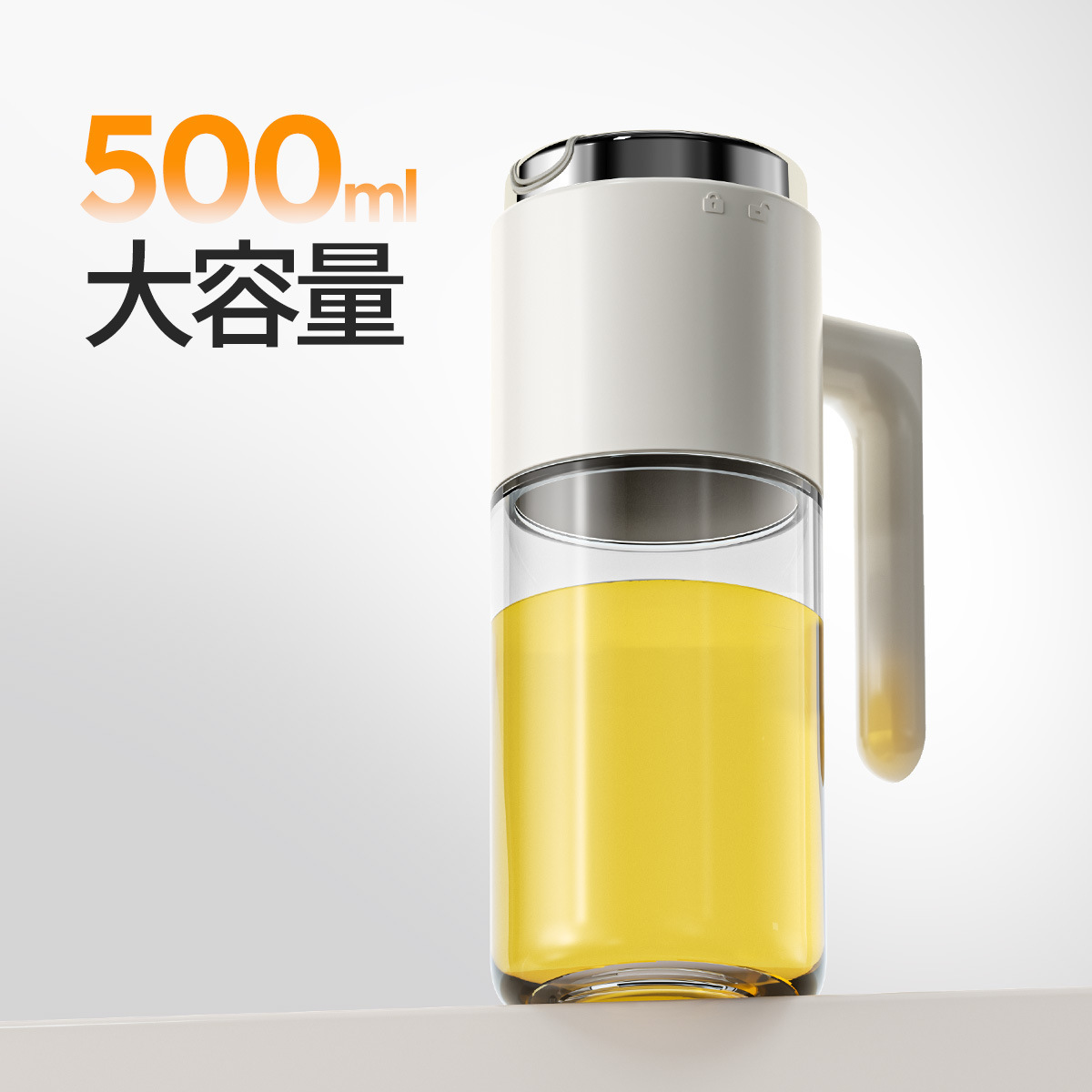 Stainless Steel Glass Oil Bottle Kitchen Household Automatic Open-Close Gravity Oil Can Soy Sauce Seasoning Bottle Oil Bottle 500ML