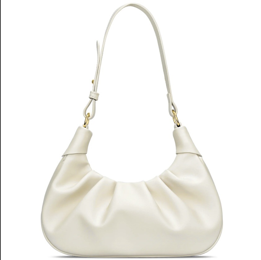 Wrinkled Soft Leather Cloud Bag Commuter Casual Single Shoulder Crossbody Bag Textured Handheld Bag Urban Simple