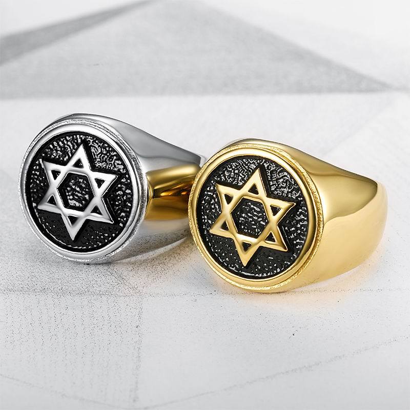 New Accessory Six-Pointed Star Ring Stainless Steel Men's Finger Ring