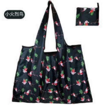 Portable 210D nylon drawstring storage bag waterproof polyester drawstring zipper folding shopping bag