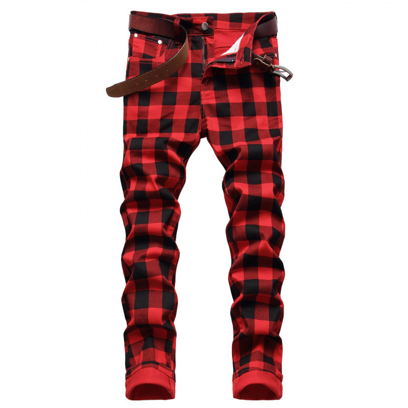 New Men's Color Block Slim Fit Casual Pants Sweatpants Young Men Straight Leg Pants