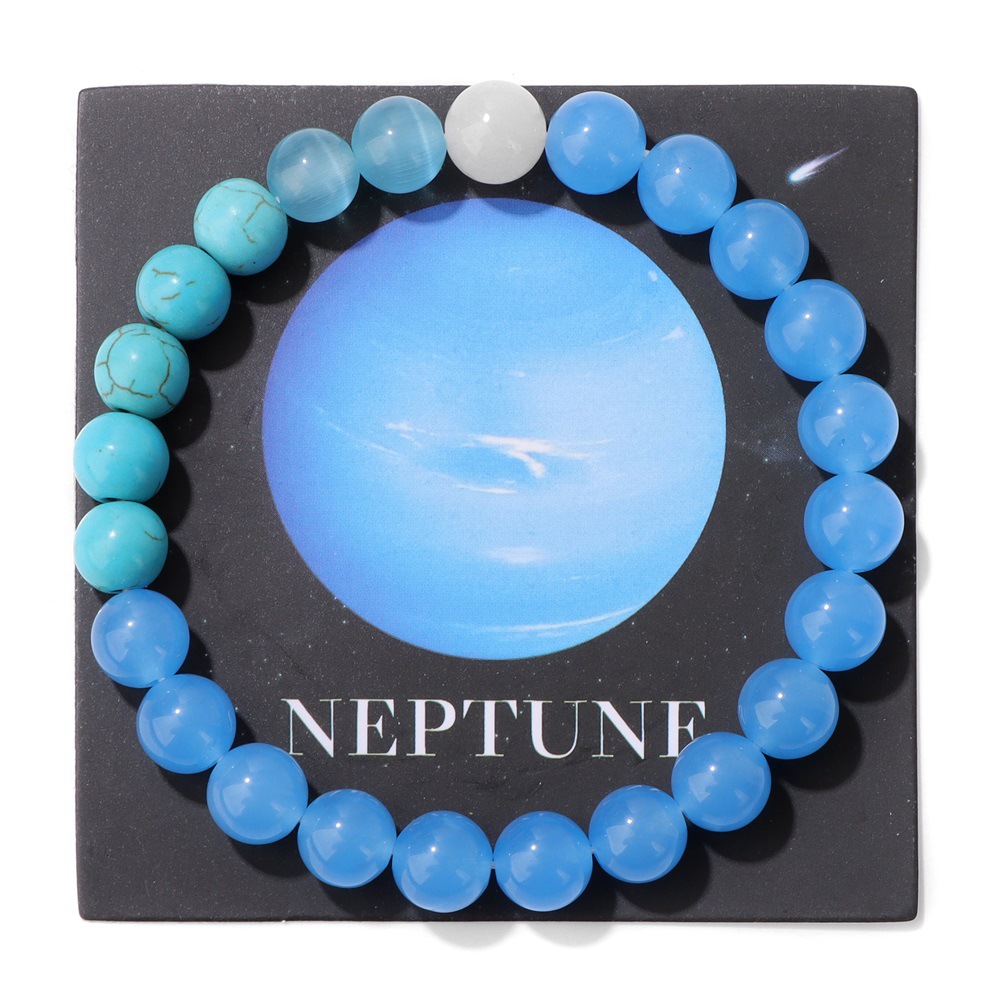 New solar system eight planets artificial stone elastic rope bead bracelet unisex gift bracelet accessory