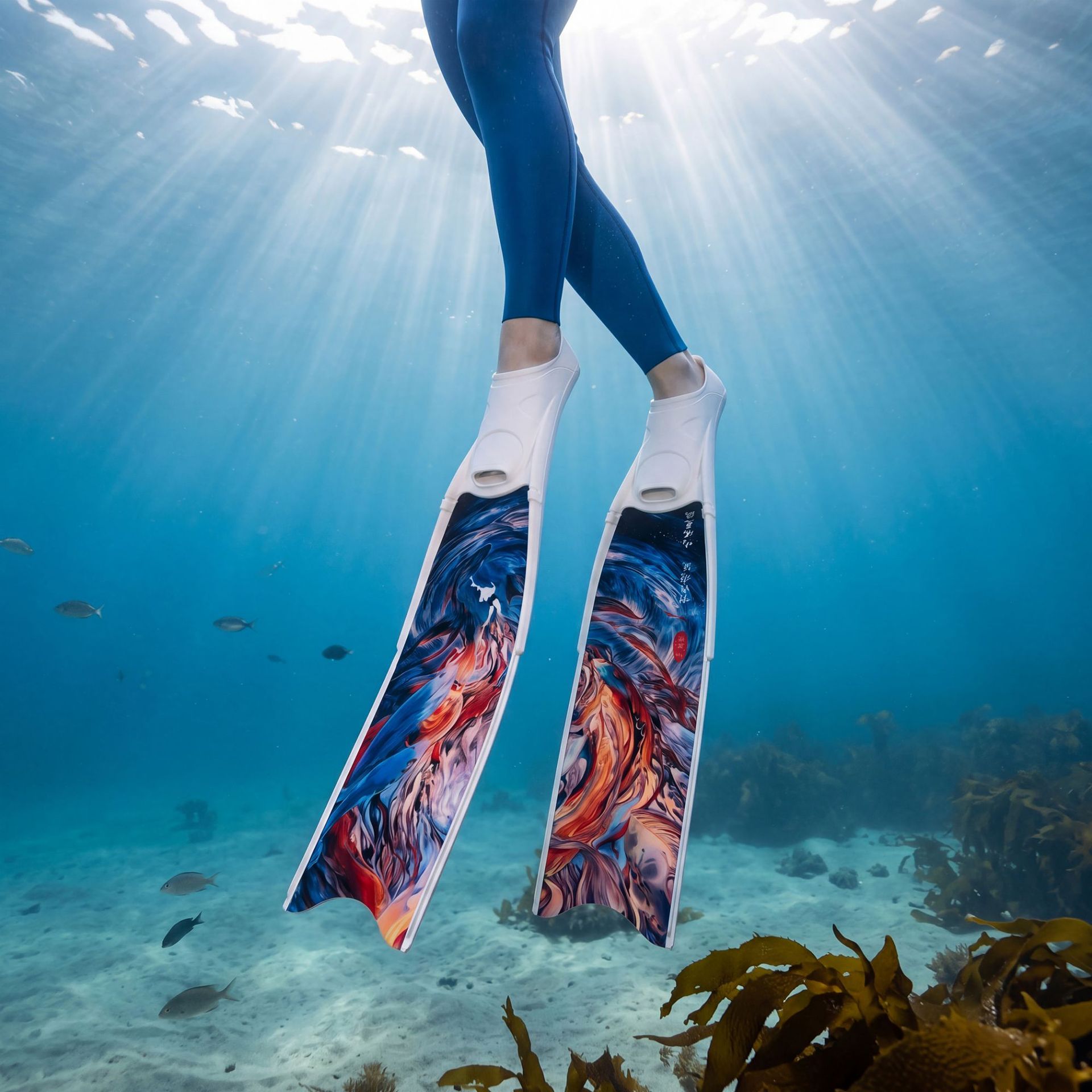 Free diving fin sticker Leaderf C4 V3 scuba fin pattern sticker logo diving equipment