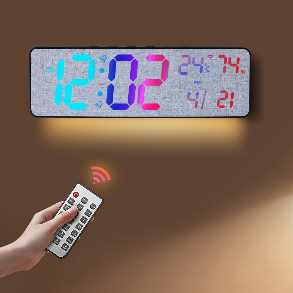 Digital Wall Clock Auto Time Bluetooth Smart Light Sensor Snooze Alarm Countdown Electronic Calendar Clock RGB Clock