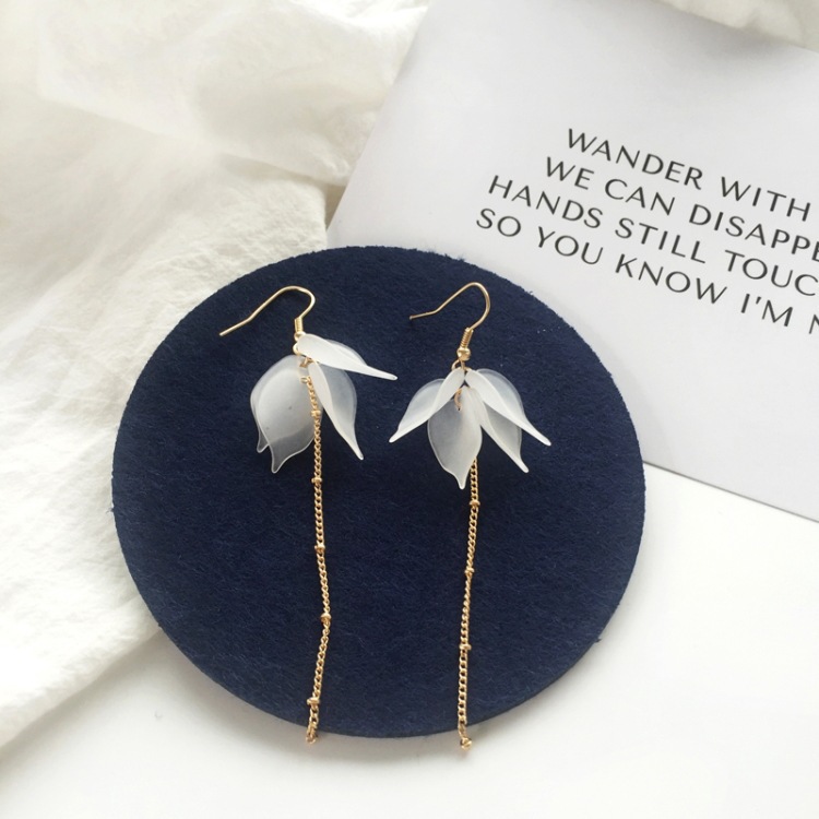 Forest style flower earrings fairy elegant long pearl ear studs simple ear accessories for women 1168
